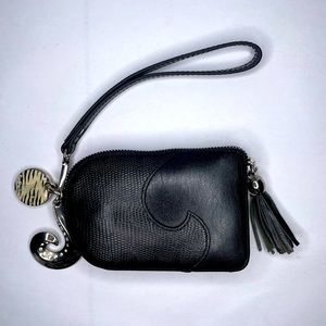 Debbie Brooks Leather Charms Wavy Zipper Wristlet Wallet